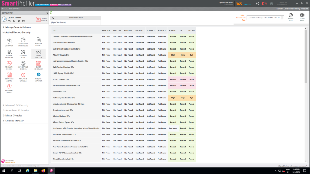 Reporting Security Issues in Active Directory Environment