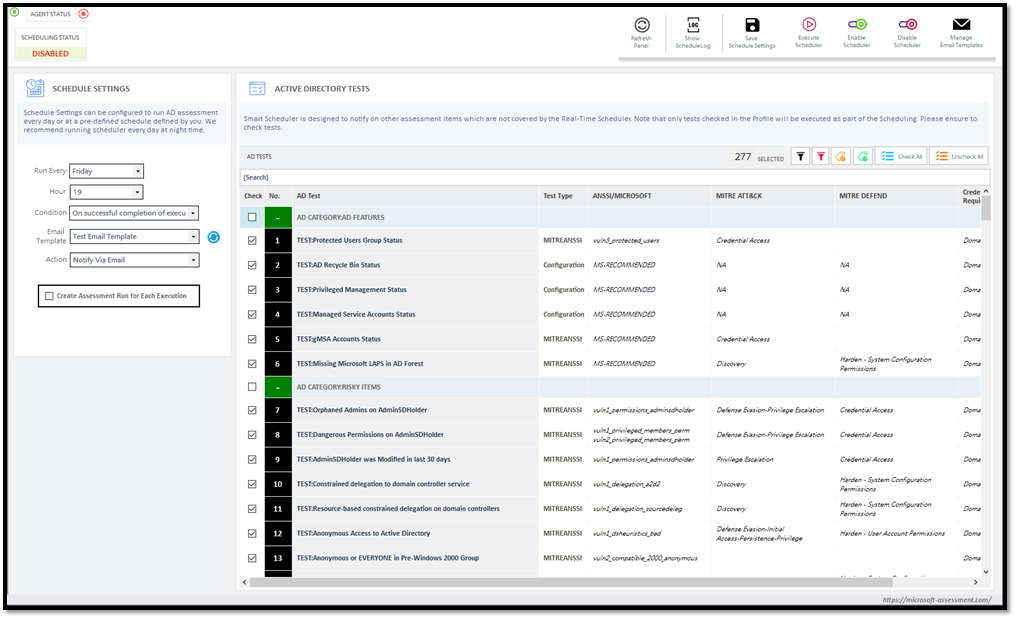 Using AD Assessment Scheduler