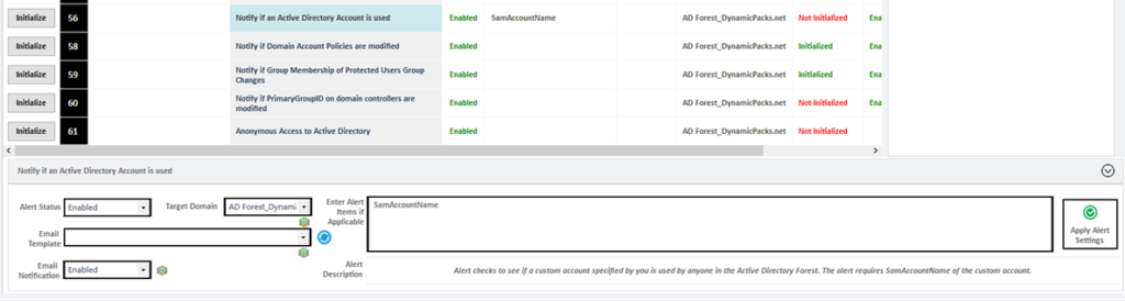 Configuring Alerts Parameters