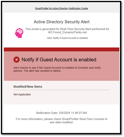 Email Notification by SmartProfiler for Active Directory Real Time Alerts
