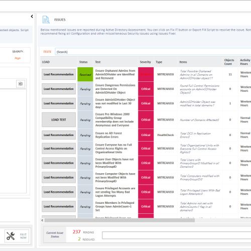 Reporting Security Issues in Active Directory Environment